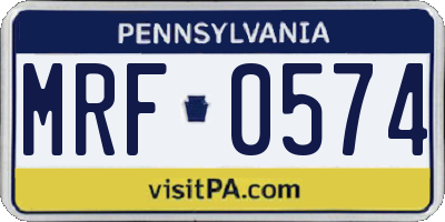 PA license plate MRF0574