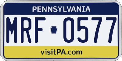 PA license plate MRF0577