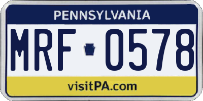 PA license plate MRF0578