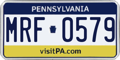 PA license plate MRF0579