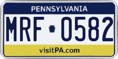 PA license plate MRF0582