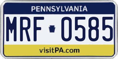 PA license plate MRF0585
