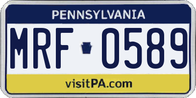PA license plate MRF0589