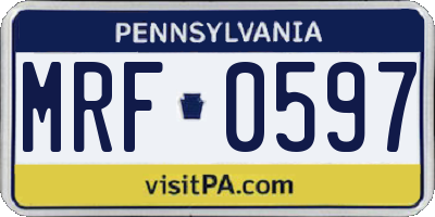 PA license plate MRF0597