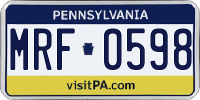 PA license plate MRF0598