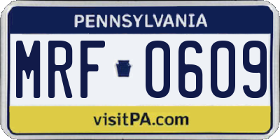 PA license plate MRF0609