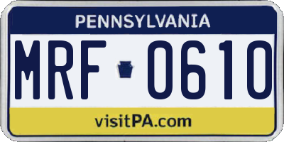 PA license plate MRF0610