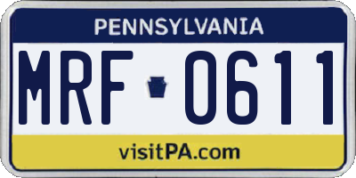 PA license plate MRF0611