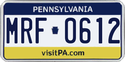 PA license plate MRF0612