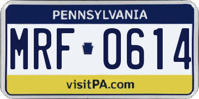 PA license plate MRF0614