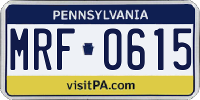 PA license plate MRF0615