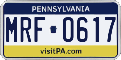 PA license plate MRF0617