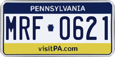 PA license plate MRF0621