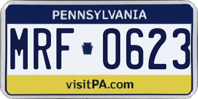 PA license plate MRF0623