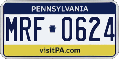 PA license plate MRF0624