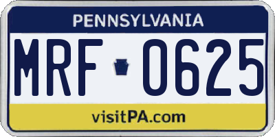 PA license plate MRF0625