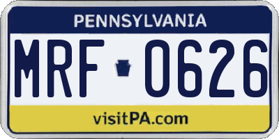 PA license plate MRF0626