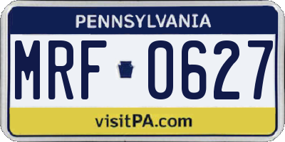 PA license plate MRF0627