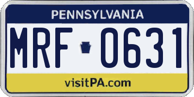 PA license plate MRF0631
