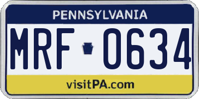 PA license plate MRF0634