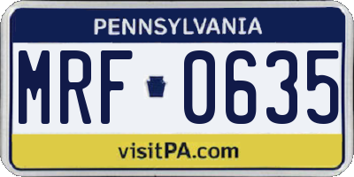 PA license plate MRF0635