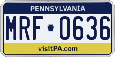 PA license plate MRF0636