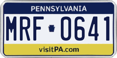 PA license plate MRF0641