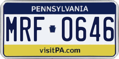PA license plate MRF0646