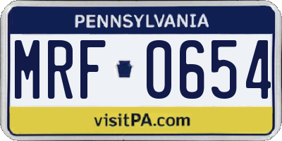 PA license plate MRF0654