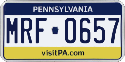 PA license plate MRF0657
