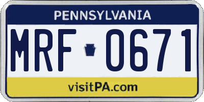 PA license plate MRF0671