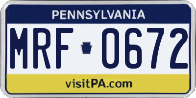 PA license plate MRF0672