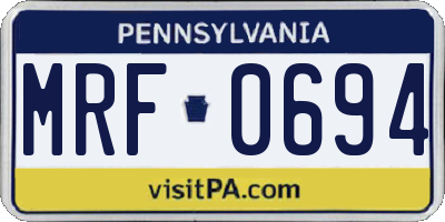 PA license plate MRF0694