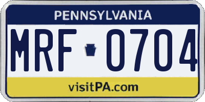 PA license plate MRF0704