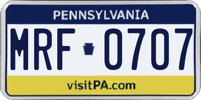 PA license plate MRF0707