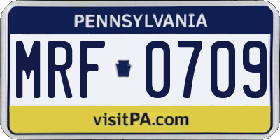 PA license plate MRF0709