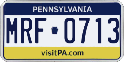 PA license plate MRF0713