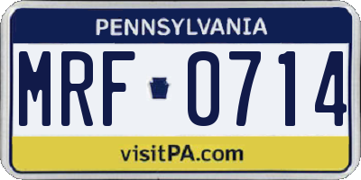 PA license plate MRF0714