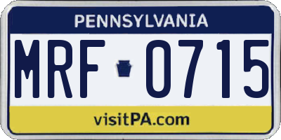 PA license plate MRF0715