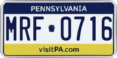PA license plate MRF0716