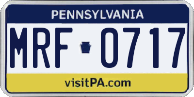 PA license plate MRF0717