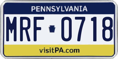 PA license plate MRF0718