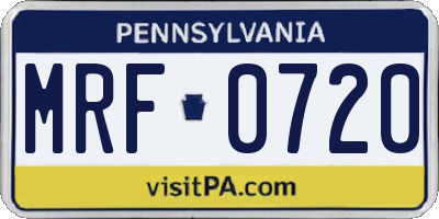 PA license plate MRF0720