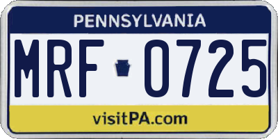 PA license plate MRF0725