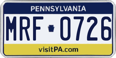 PA license plate MRF0726