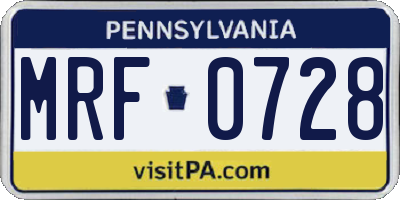 PA license plate MRF0728