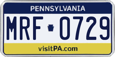 PA license plate MRF0729