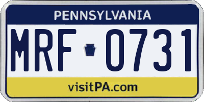PA license plate MRF0731