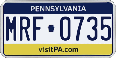 PA license plate MRF0735