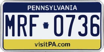 PA license plate MRF0736